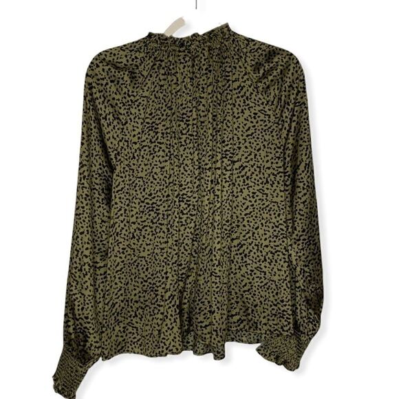 H&M Leopard Print Satin Green Blouse - Picture 3 of 10